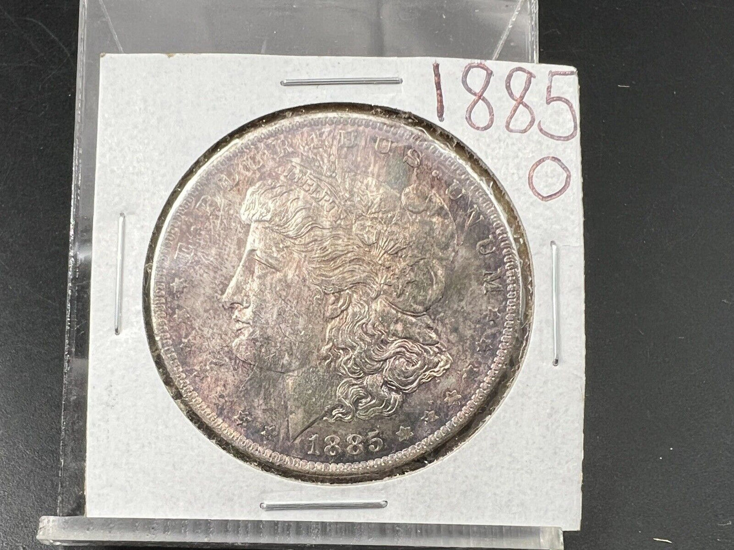 1885 O $1 Morgan Silver Dollar Coin PQ OBV Obverse Toning Toner BU UNC