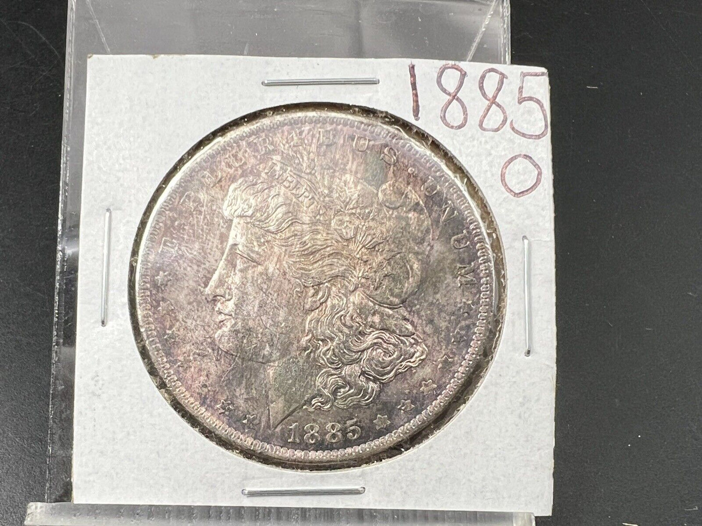 1885 O $1 Morgan Silver Dollar Coin PQ OBV Obverse Toning Toner BU UNC