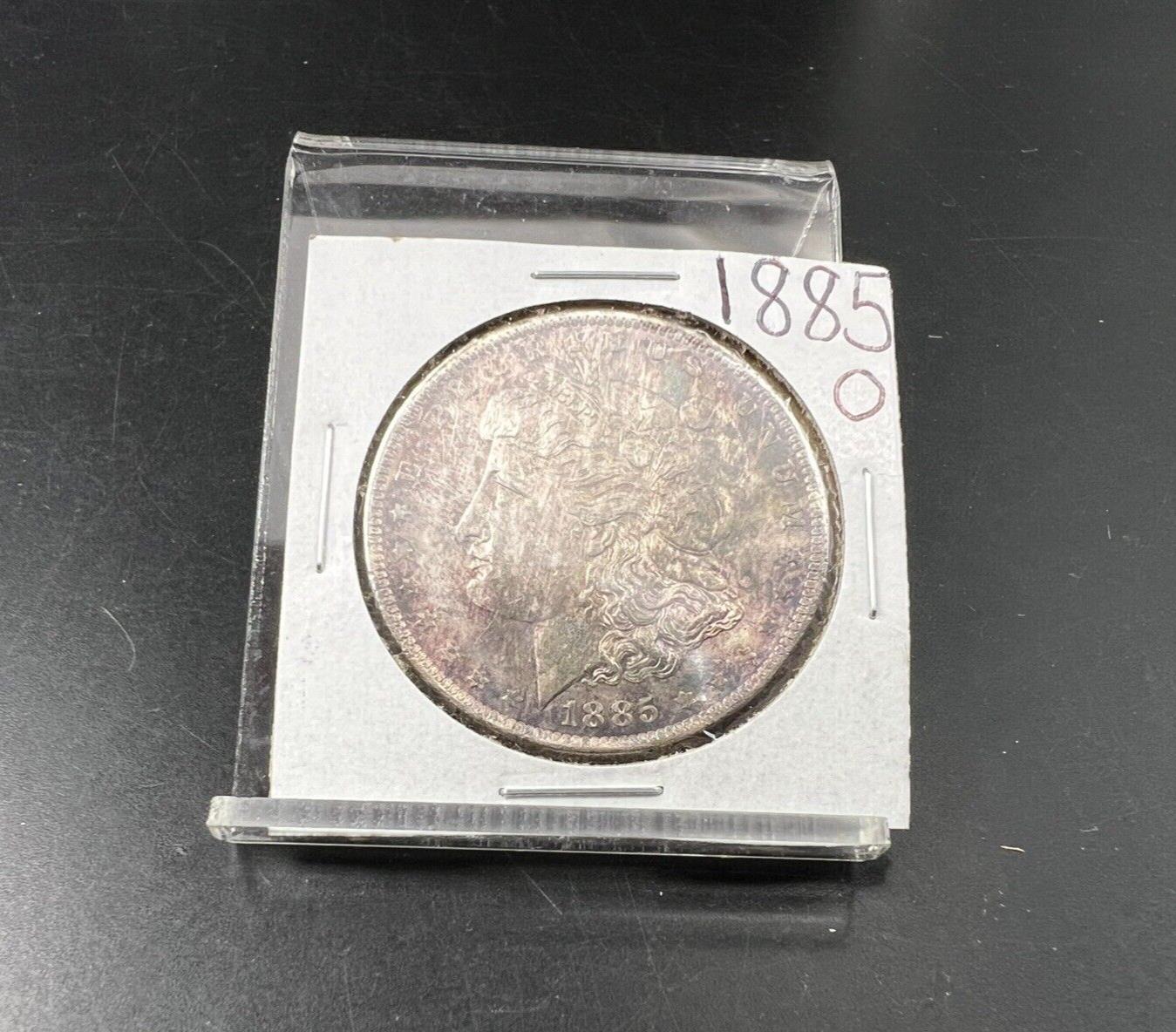 1885 O $1 Morgan Silver Dollar Coin PQ OBV Obverse Toning Toner BU UNC