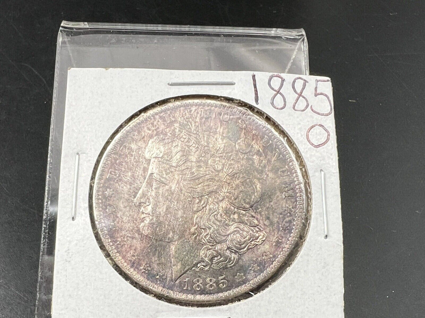 1885 O $1 Morgan Silver Dollar Coin PQ OBV Obverse Toning Toner BU UNC