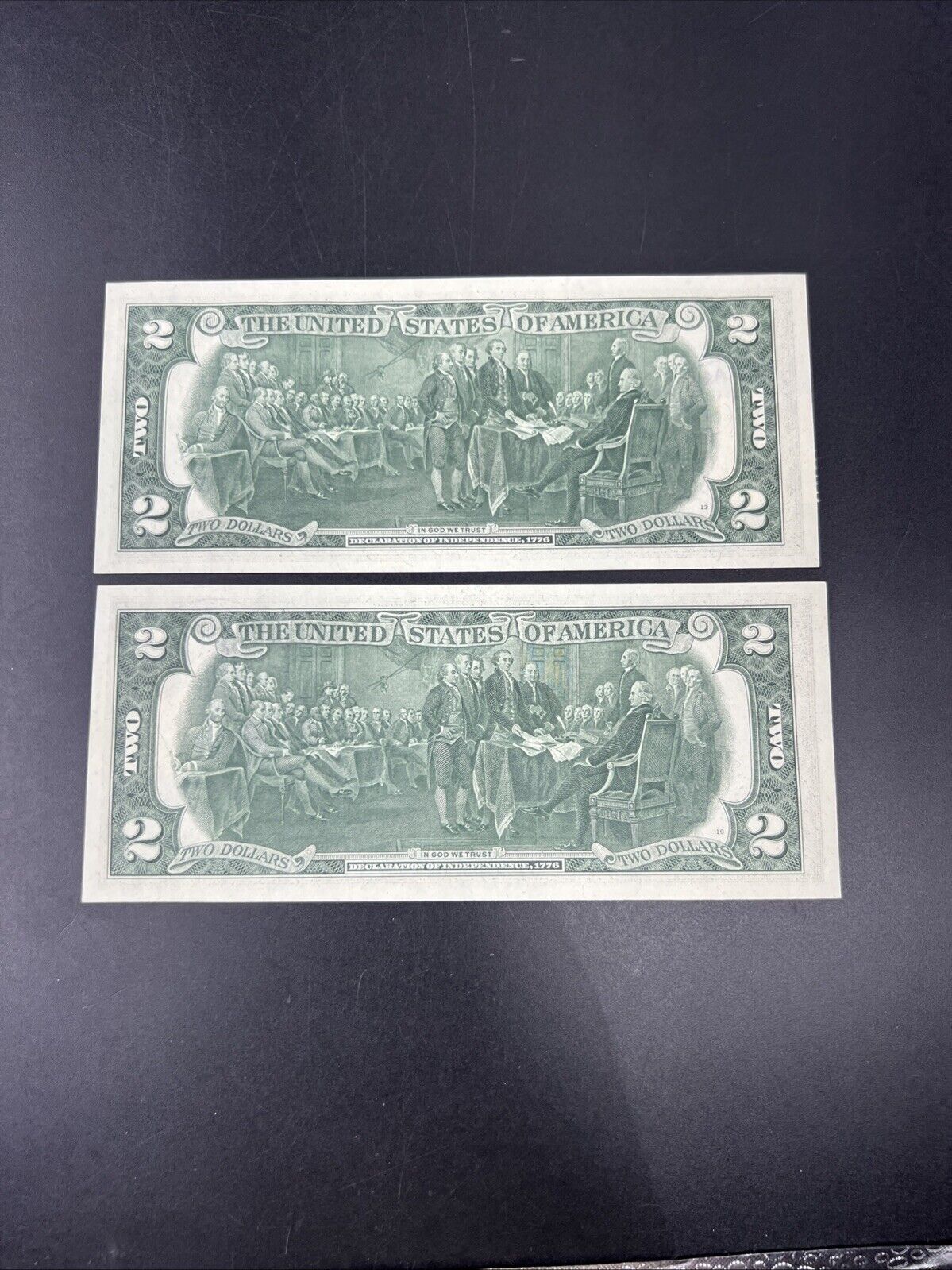 2 Consecutive 1976 $2 Bicentennial Two Dollar Postal Bills CH UNC El Dorado IL #