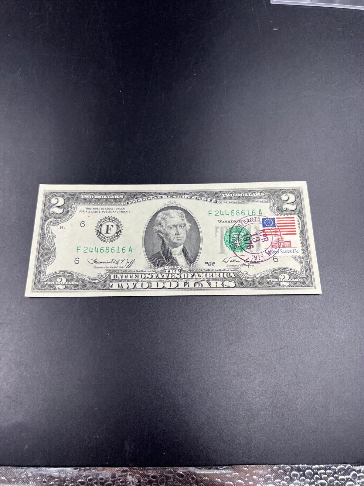 1976 $2 FRN Two Dollar Postal Federal Reserve Note UNC Atlanta Downtown GA #616