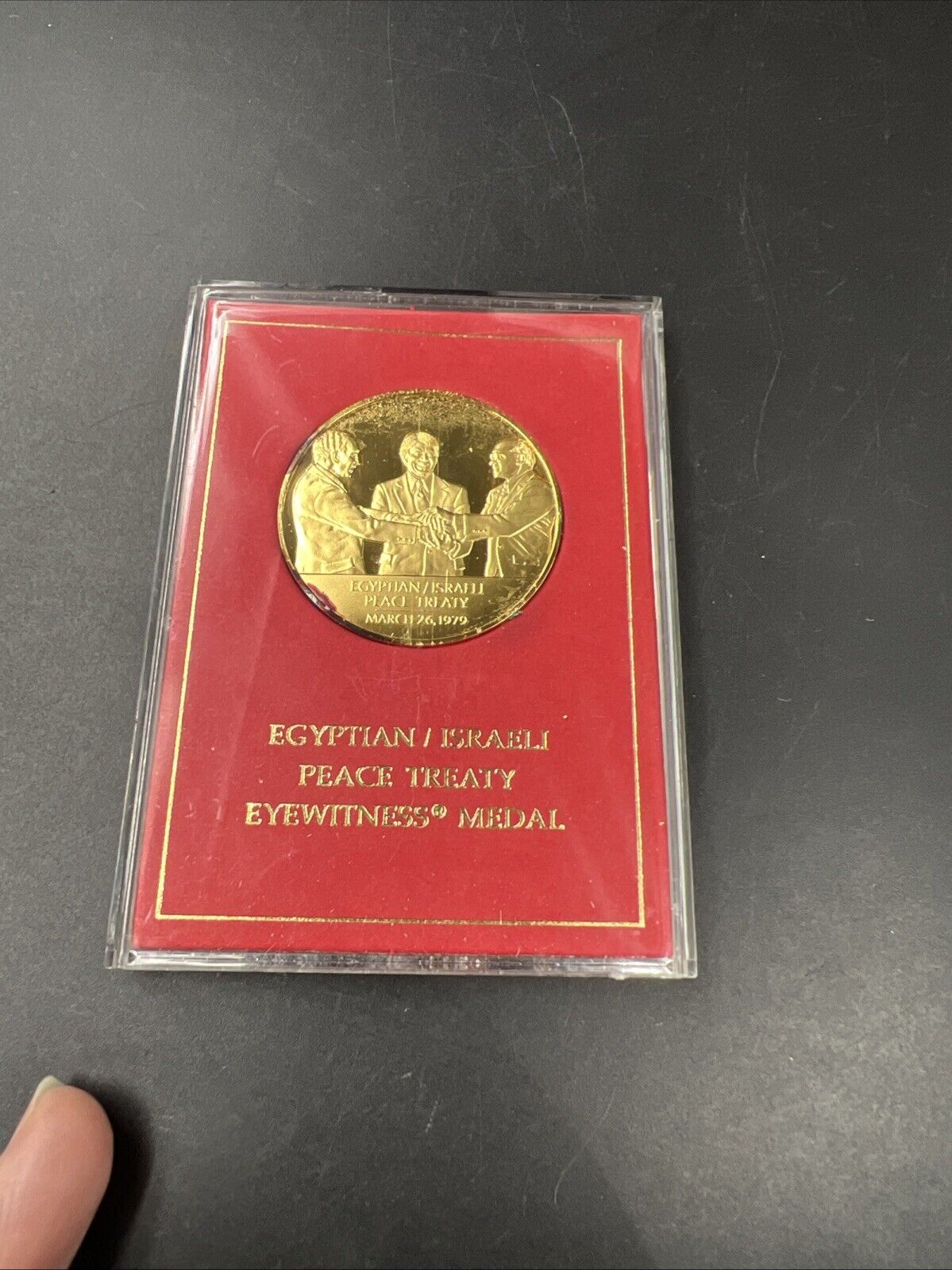 1979 Gold Plated Sterling Silver Egyptian Israeli Eyewitness Peace Treaty Medal