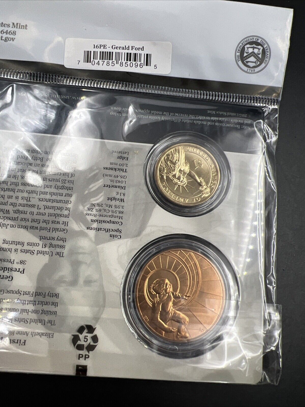 2016 Gerald & Betty Ford First Spouse $1 Presidential Coin & Medal Set OGP