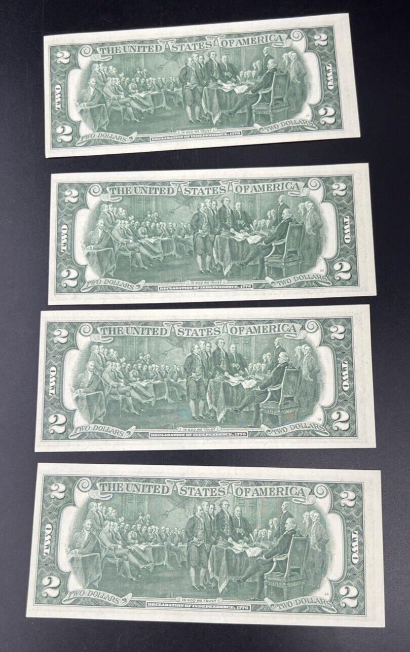 4 Consecutive 1976 $2 Two Dollar Bicentennial Federal Reserve Notes CH UNC #21