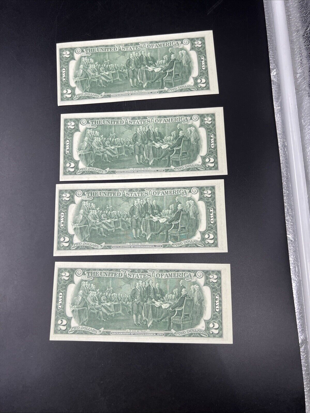 4 Consecutive 1976 $2 Two Dollar Bicentennial Federal Reserve Notes CH UNC #21