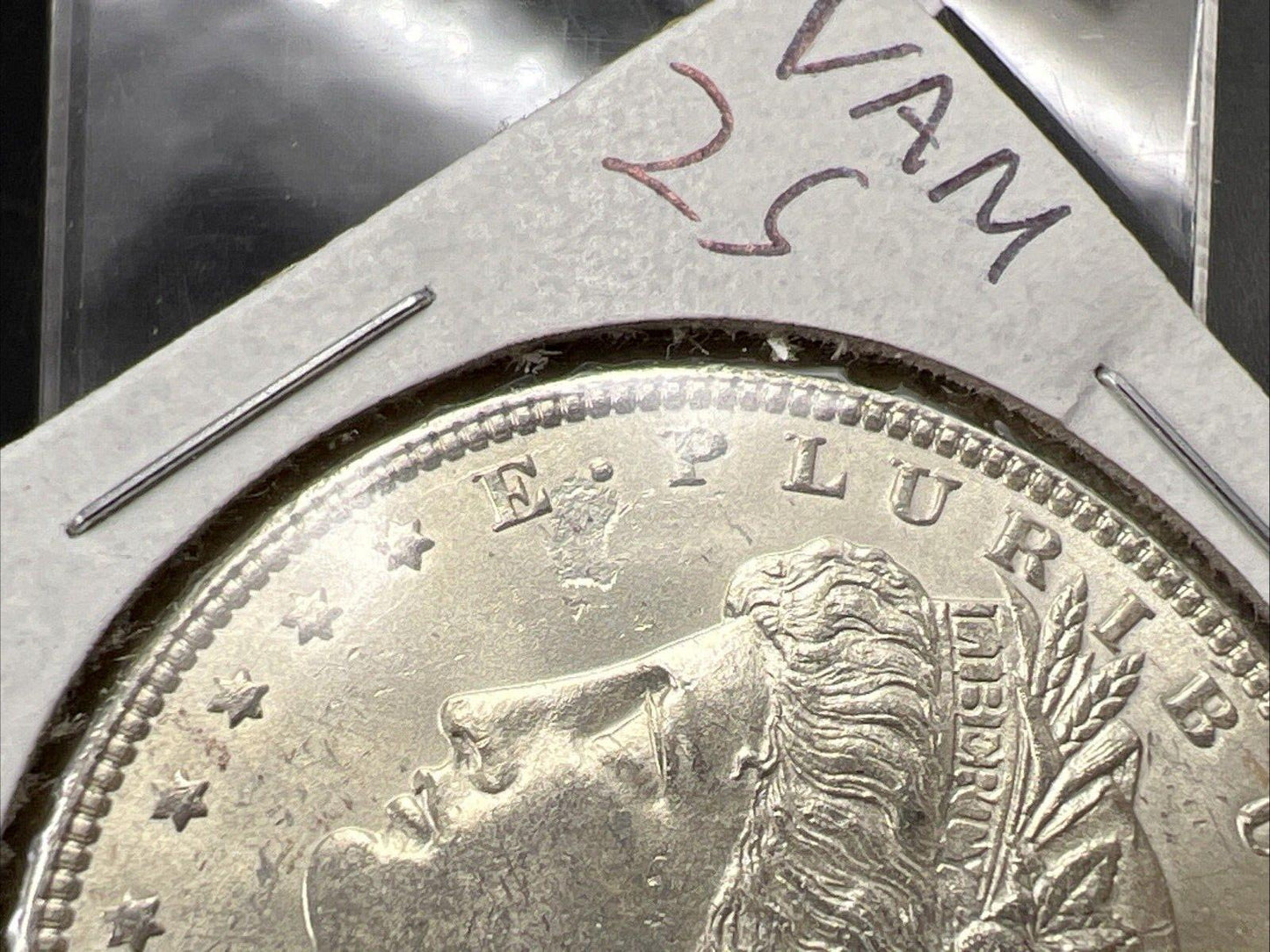 1887 P Morgan Dollar Coin VAM 25 DDO & Strike Through Error OBV CH BU UNC