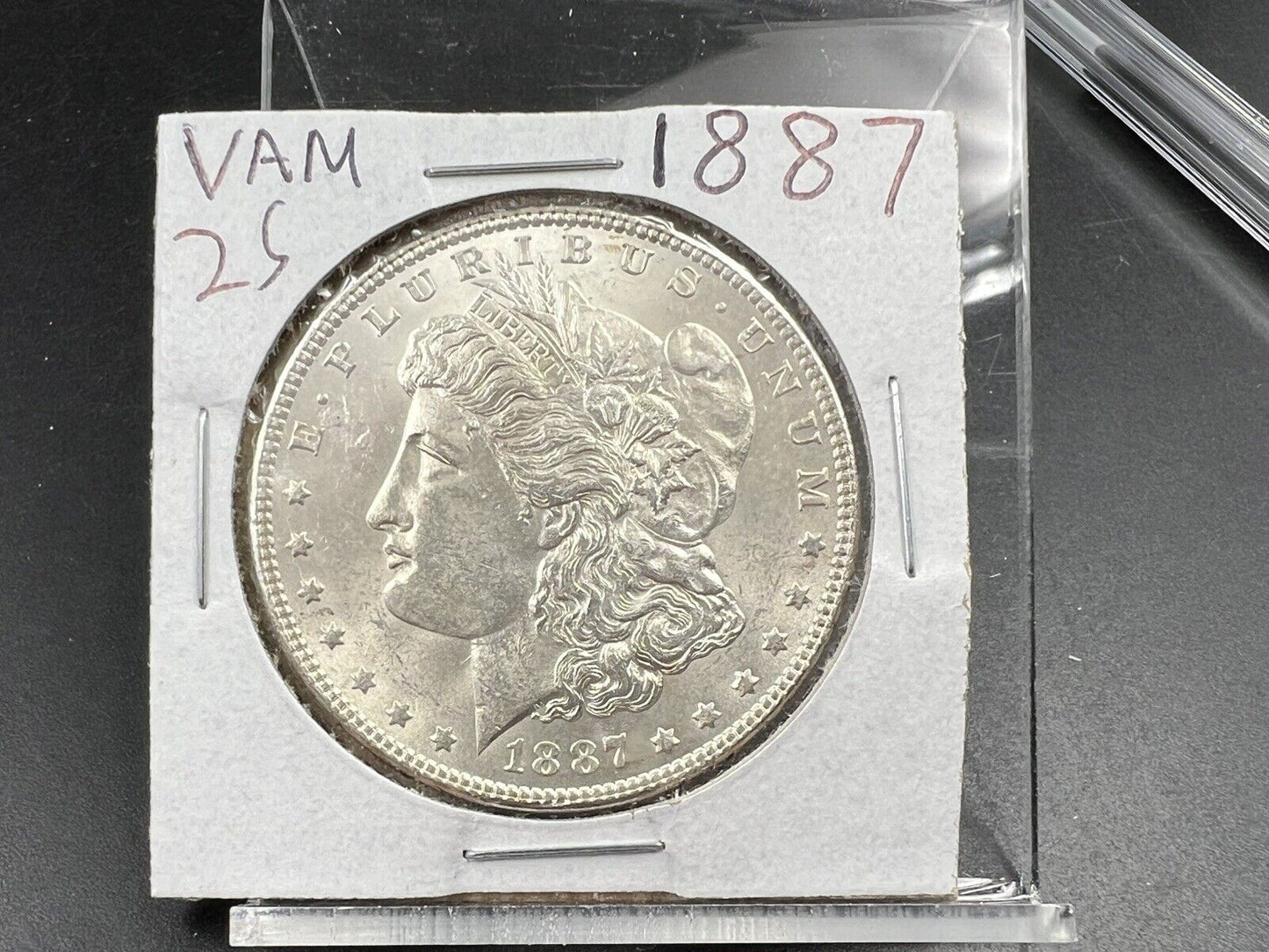 1887 P Morgan Dollar Coin VAM 25 DDO & Strike Through Error OBV CH BU UNC