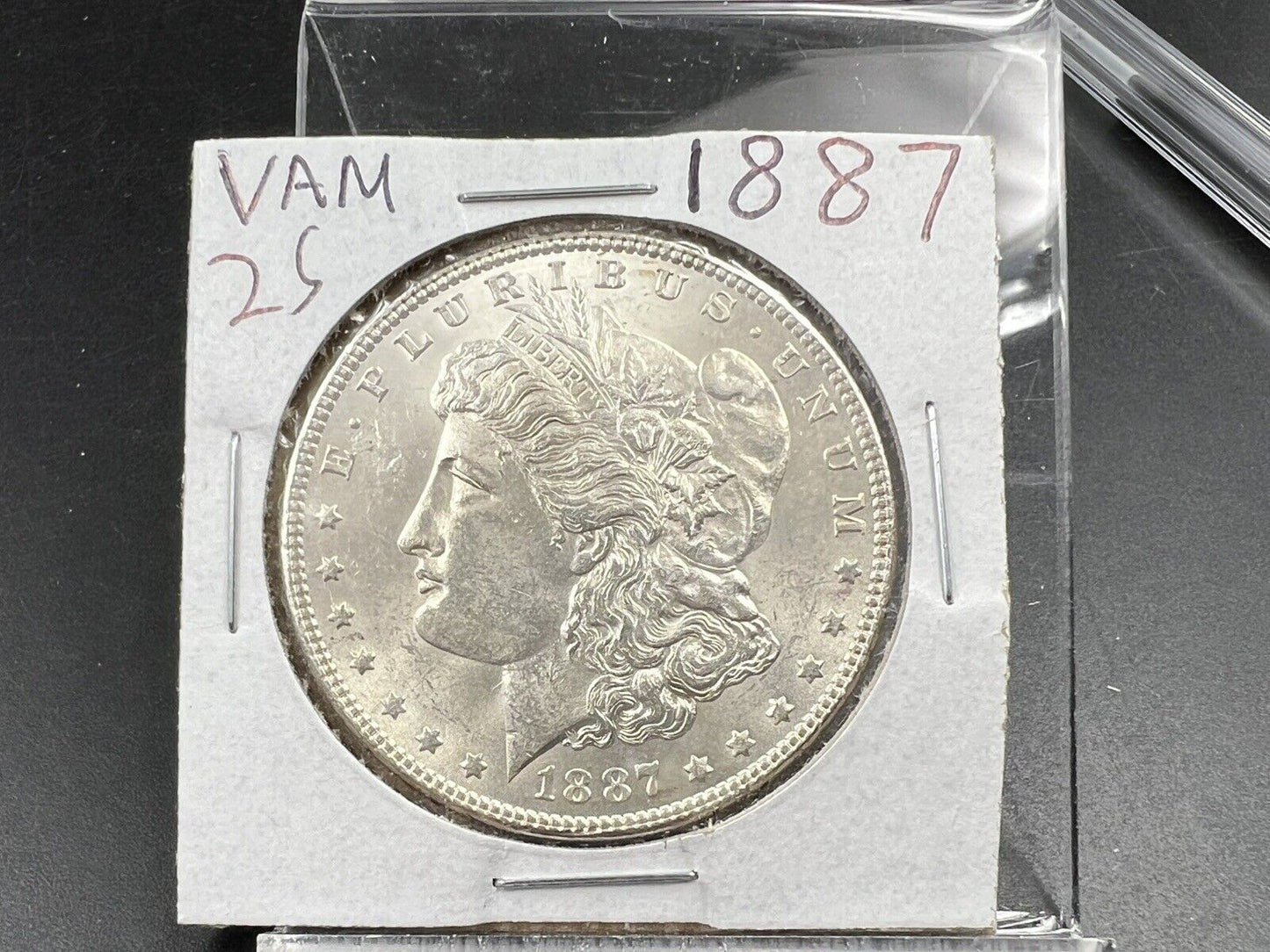 1887 P Morgan Dollar Coin VAM 25 DDO & Strike Through Error OBV CH BU UNC