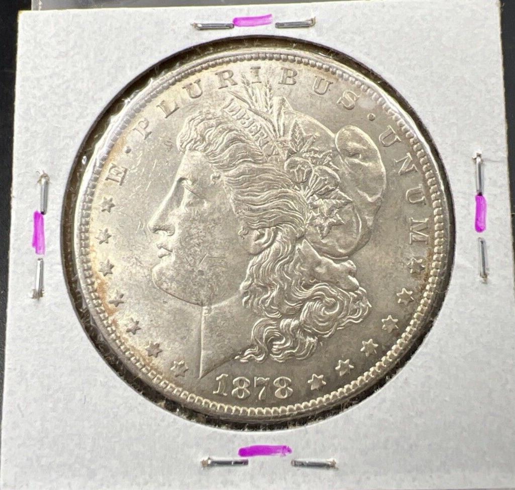 1878 P $1 Morgan Dollar Coin Choice AU About UNC VAM 195 Washed out D Variety