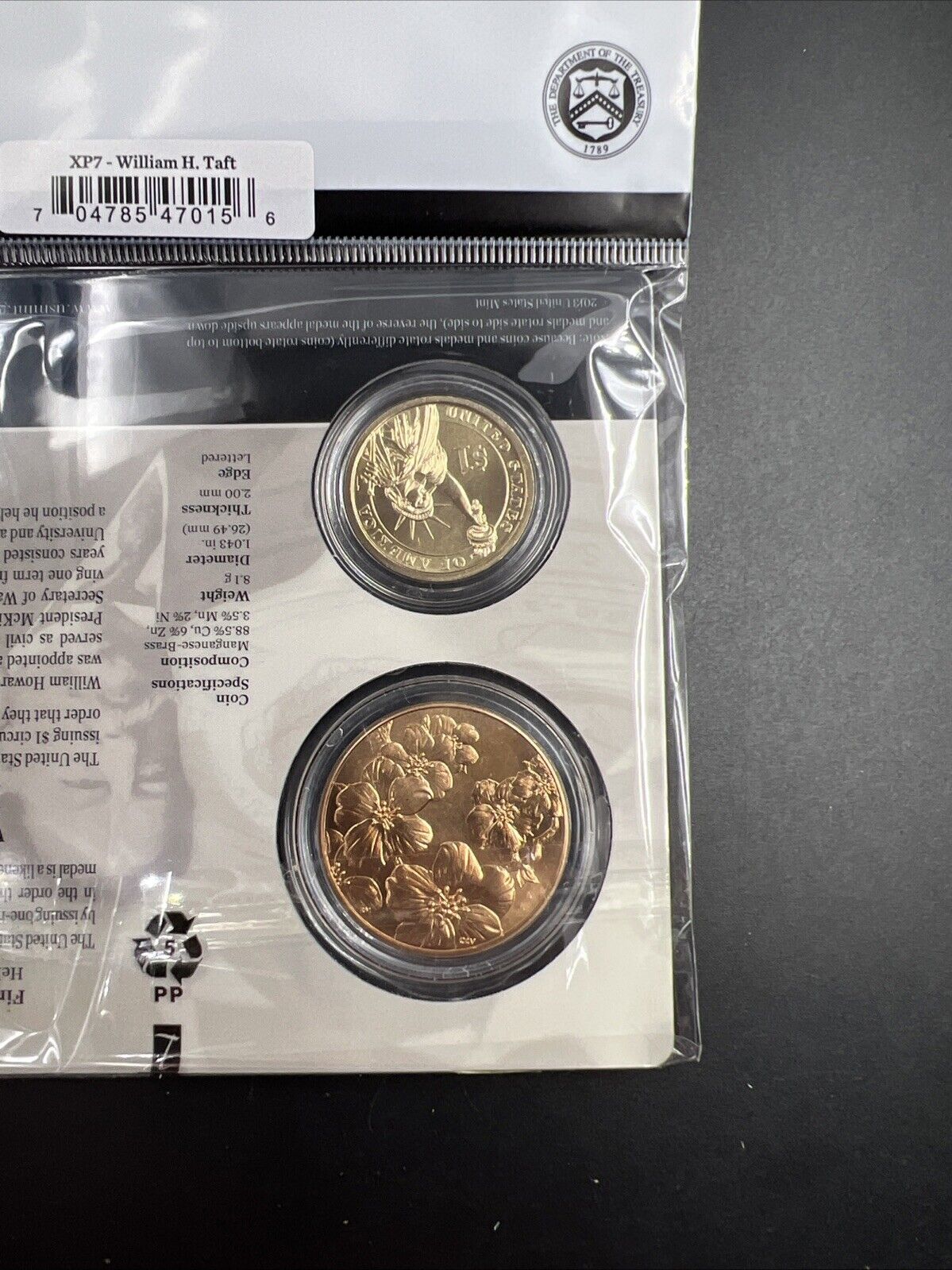 2013 William & Helen Taft First Spouse $1 Presidential Coin & Medal Set OGP