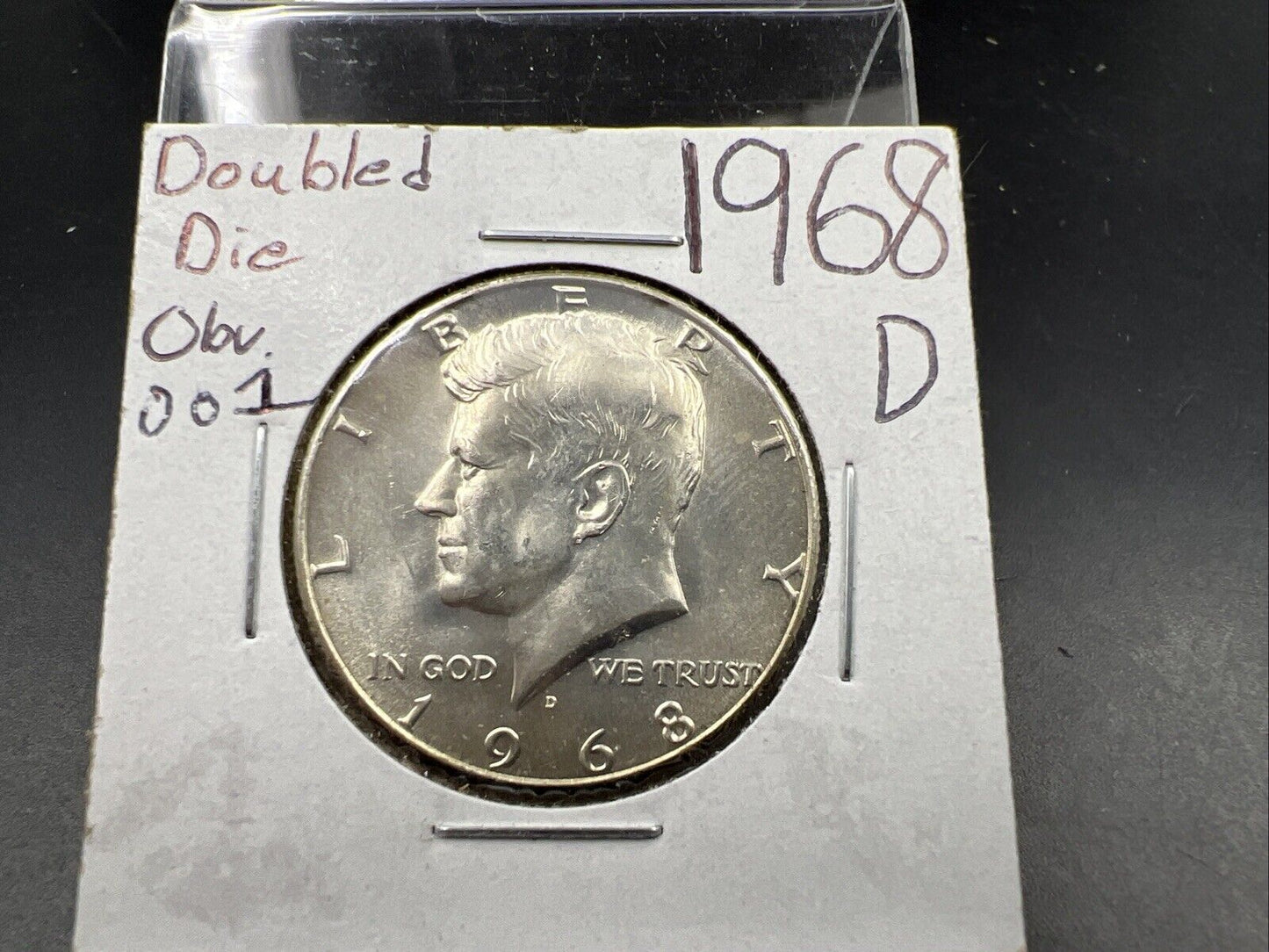 1968 D 50c Kennedy Silver Half Dollar Coin CH BU DDO 001 Double Die Obverse