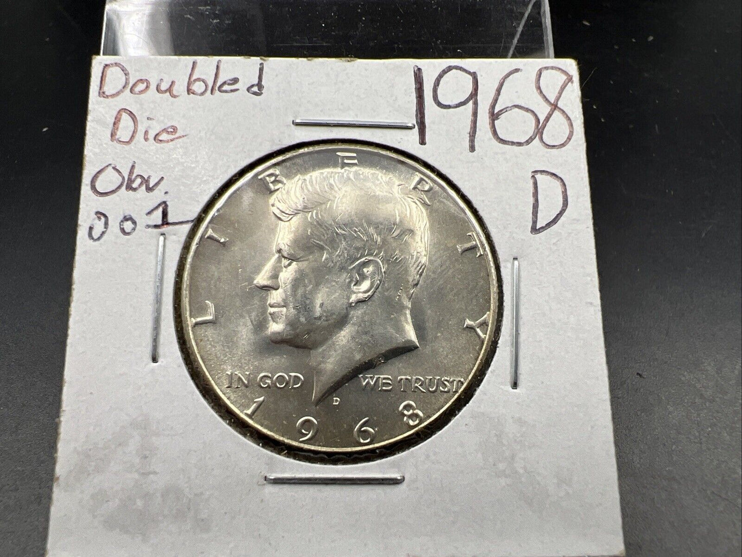 1968 D 50c Kennedy Silver Half Dollar Coin CH BU DDO 001 Double Die Obverse