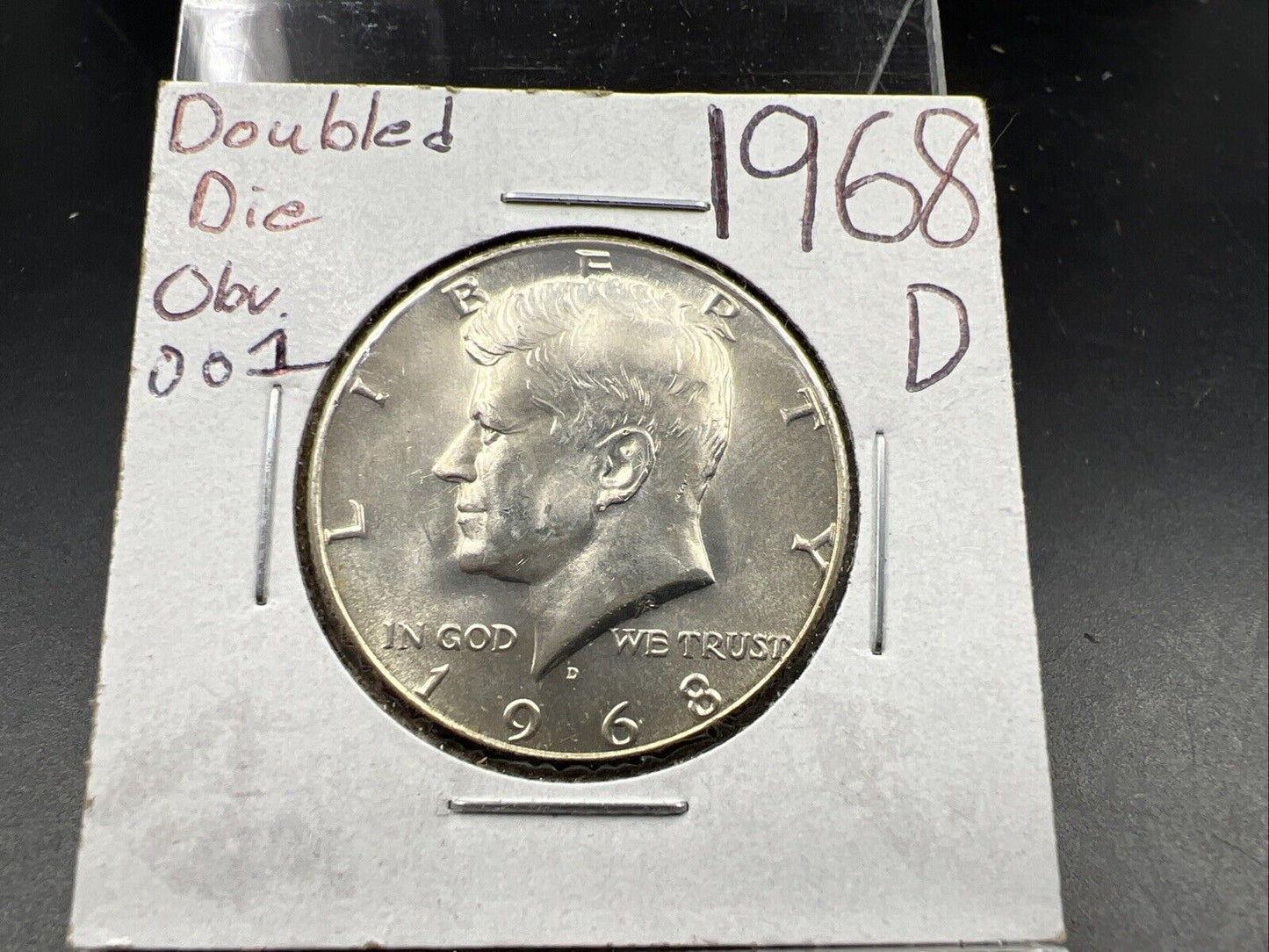 1968 D 50c Kennedy Silver Half Dollar Coin CH BU DDO 001 Double Die Obverse