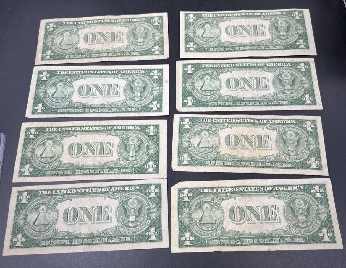 Lot of 8 1935 G $1 One Dollar Blue Seal Silver Certificate Fine + Circ #956