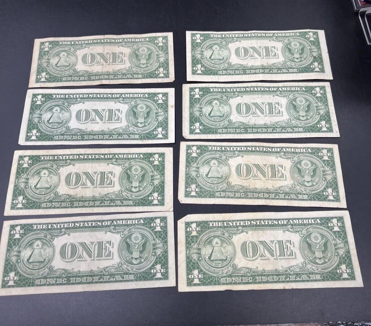Lot of 8 1935 G $1 One Dollar Blue Seal Silver Certificate Fine + Circ #956