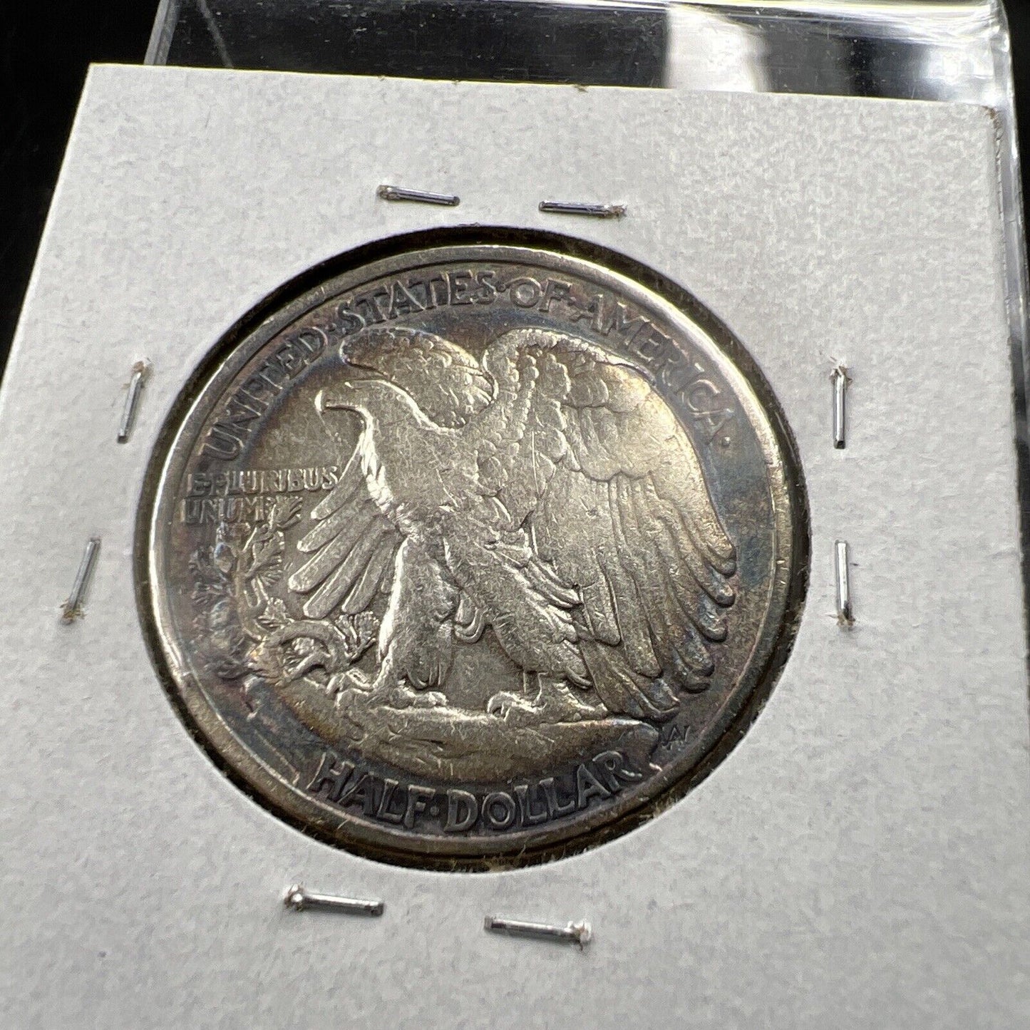 1935 P Walking Liberty Silver Half Dollar Coin VF / XF PQ Original Blue Toning