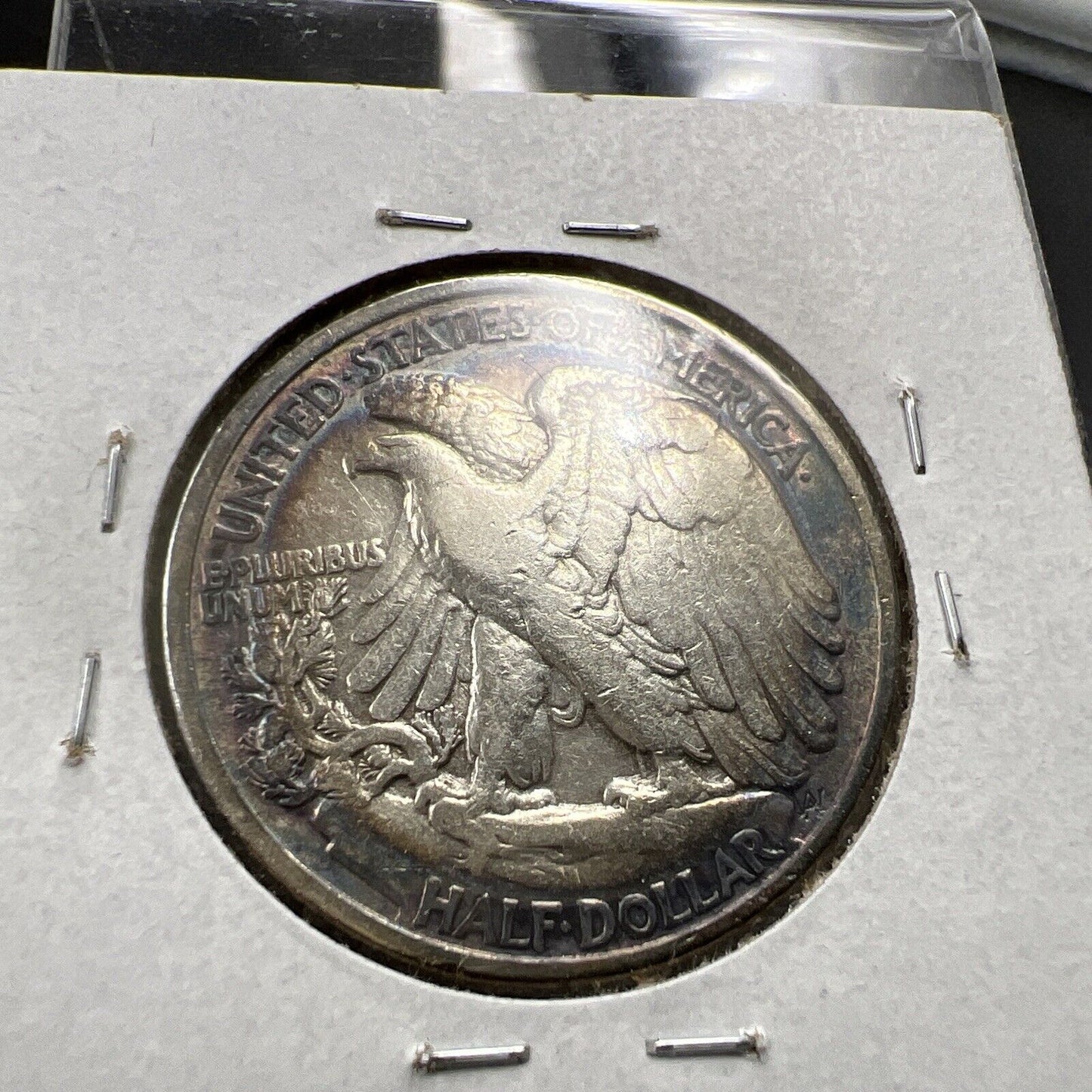 1935 P Walking Liberty Silver Half Dollar Coin VF / XF PQ Original Blue Toning