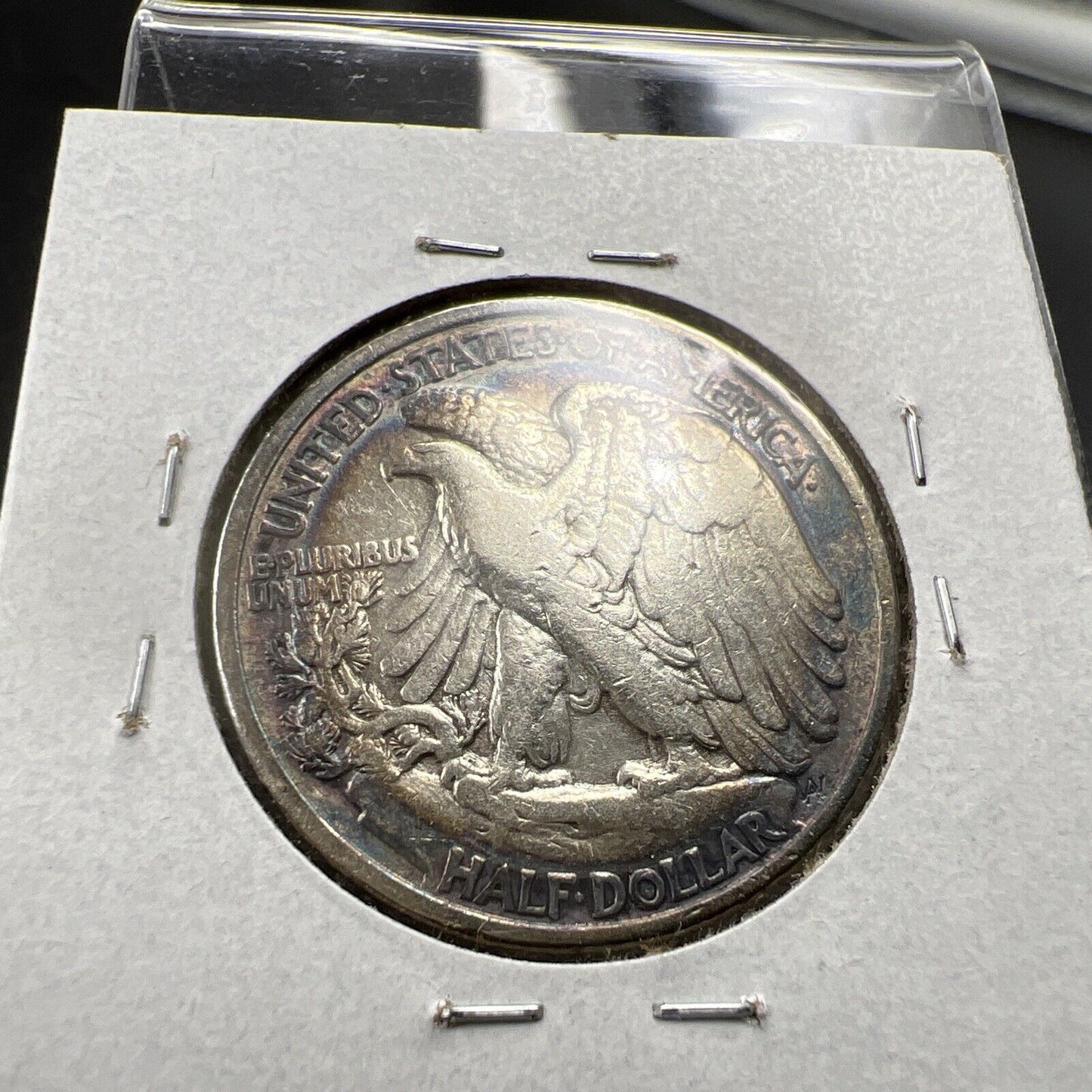1935 P Walking Liberty Silver Half Dollar Coin VF / XF PQ Original Blue Toning