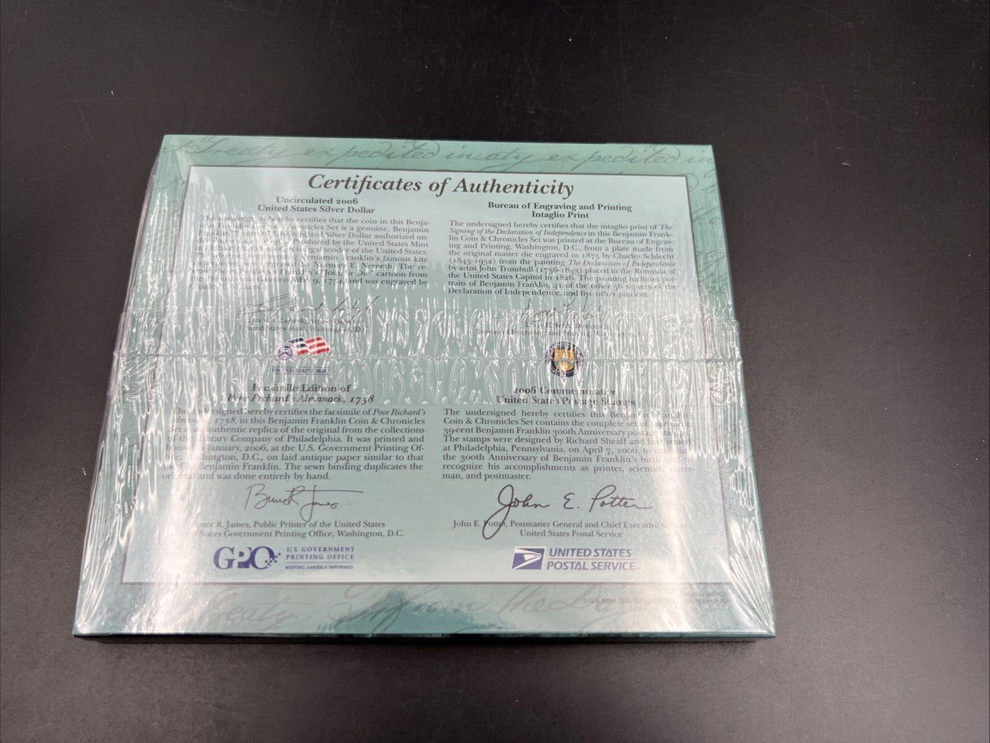 2006 Benjamin Franklin Coin Chronicles Commemorative Silver Dollar Set Sealed