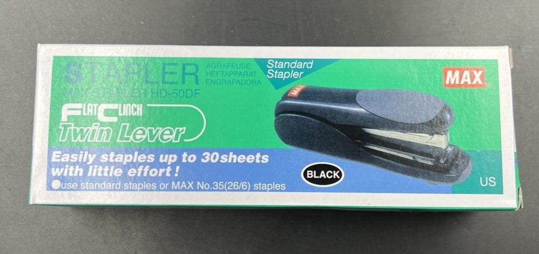 HD-50DF Max Flat Clinch Stapler for 2x2 Coin Flips Stapler Black Full Size New