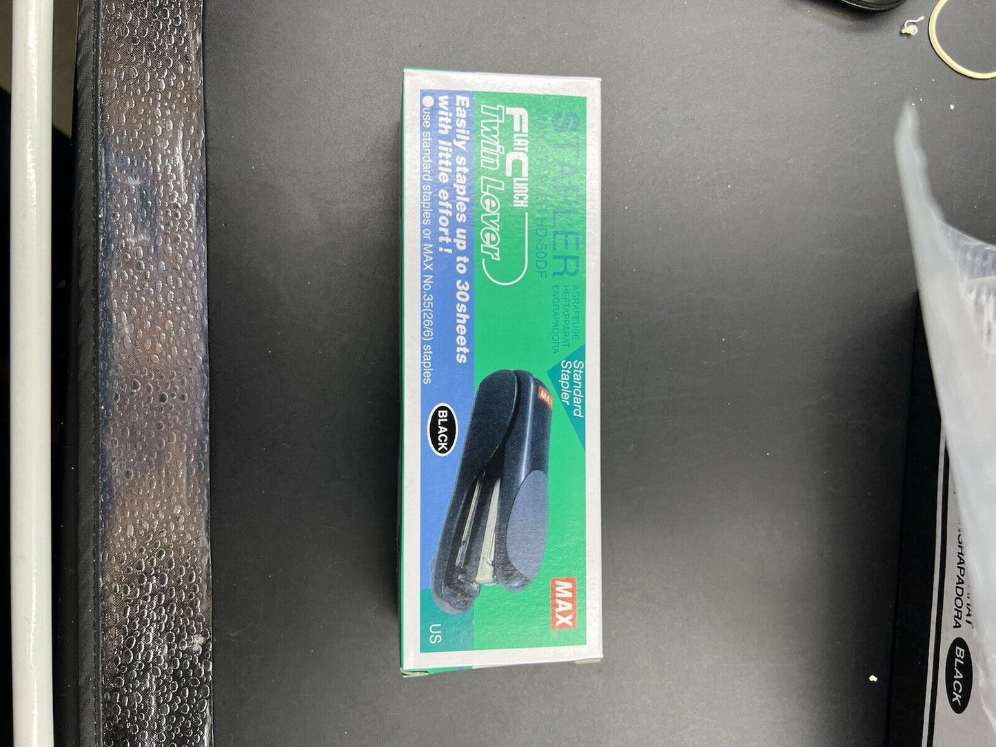 HD-50DF Max Flat Clinch Stapler for 2x2 Coin Flips Stapler Black Full Size New
