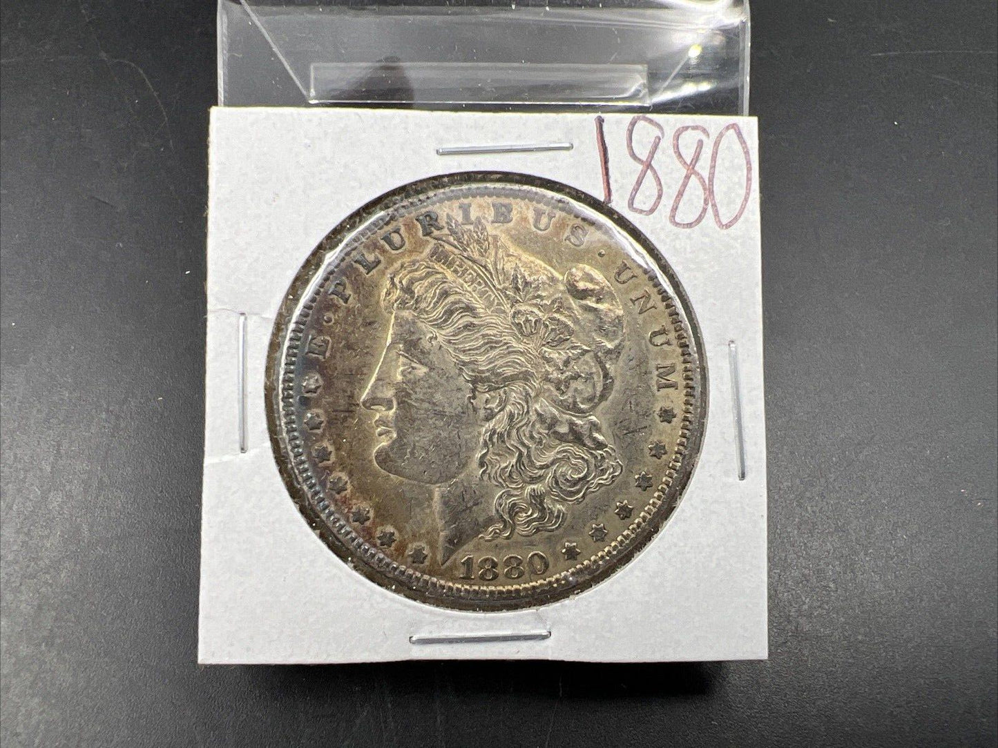 1880 P $1 Morgan Silver Dollar AU About UNC Nice Original Toning Toner