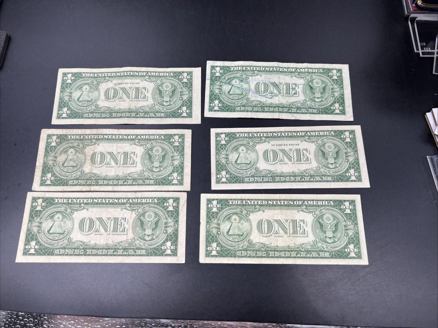 Lot of 6 1935 G $1 One Dollar Blue Seal Silver Certificates Fine / VF #744