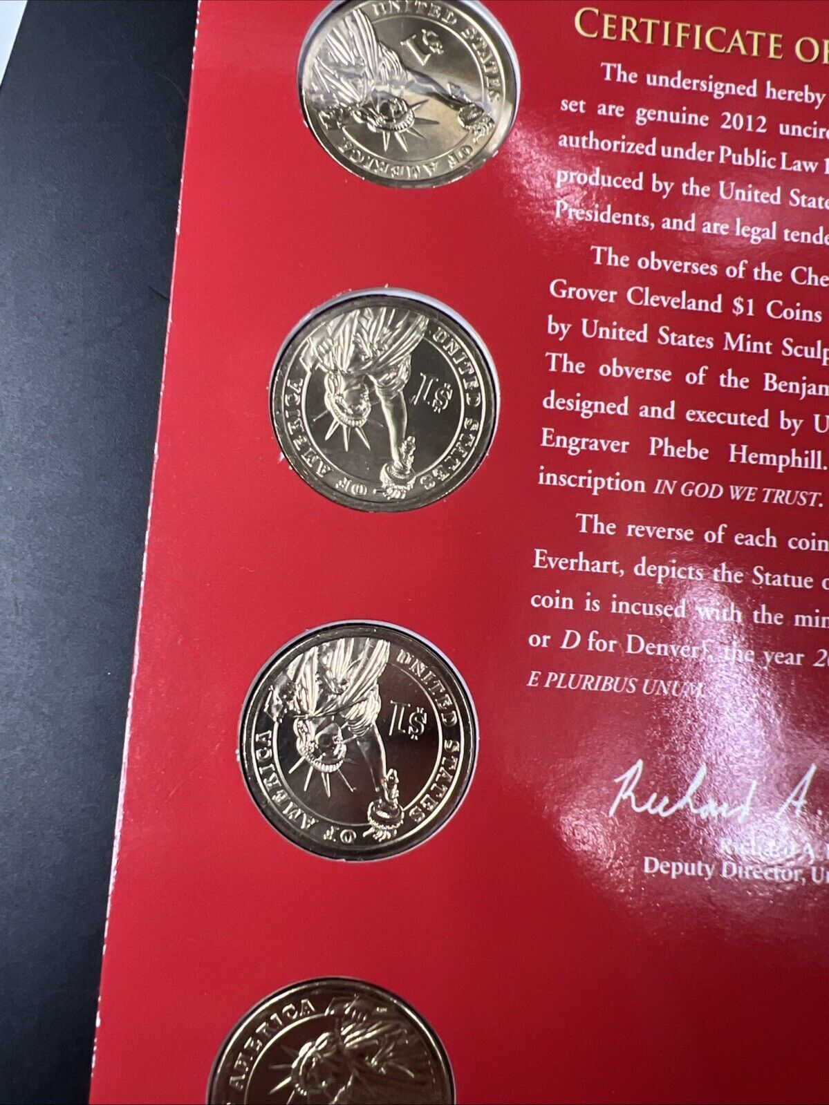 2012 US Mint Presidential 1$ Dollar 8 Coin Unc Uncirculated SET OGP