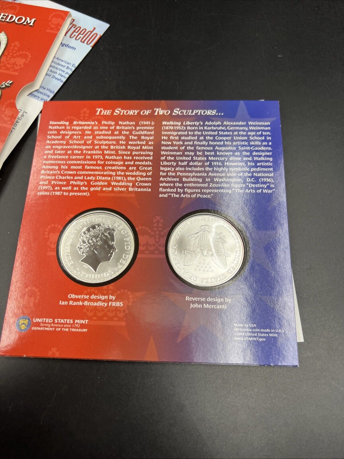 2003 2002 Legacies Of Freedom US ASE 1 oz Silver Eagle UK Britannia Coin SET OGP