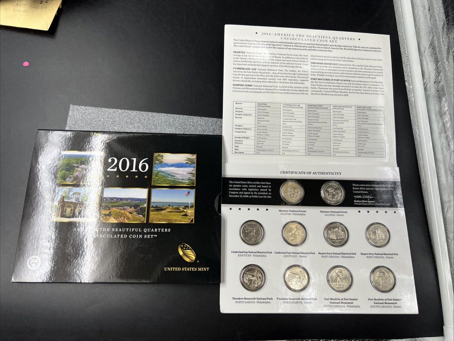 2016 US Mint Annual ATB America The Beautiful UNC 10 BU Quarter 25c Coin Set