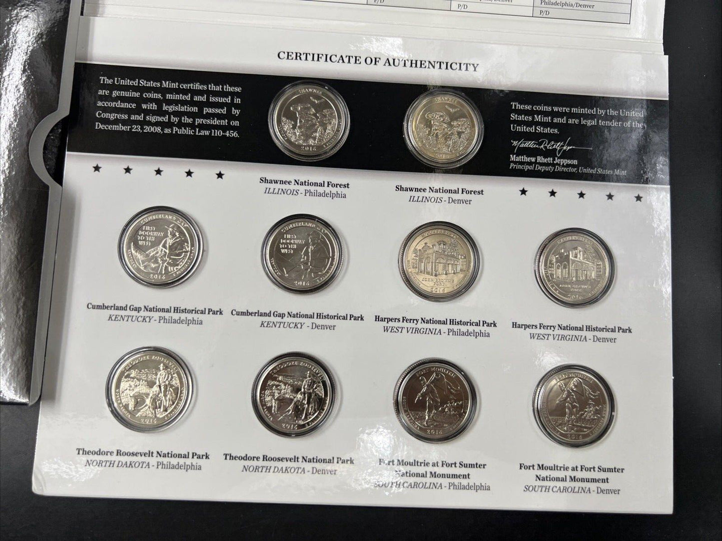 2016 US Mint Annual ATB America The Beautiful UNC 10 BU Quarter 25c Coin Set