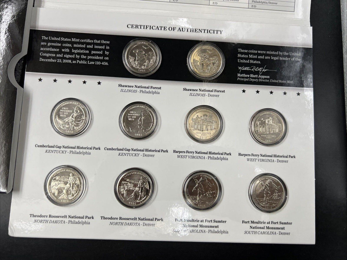 2016 US Mint Annual ATB America The Beautiful UNC 10 BU Quarter 25c Coin Set