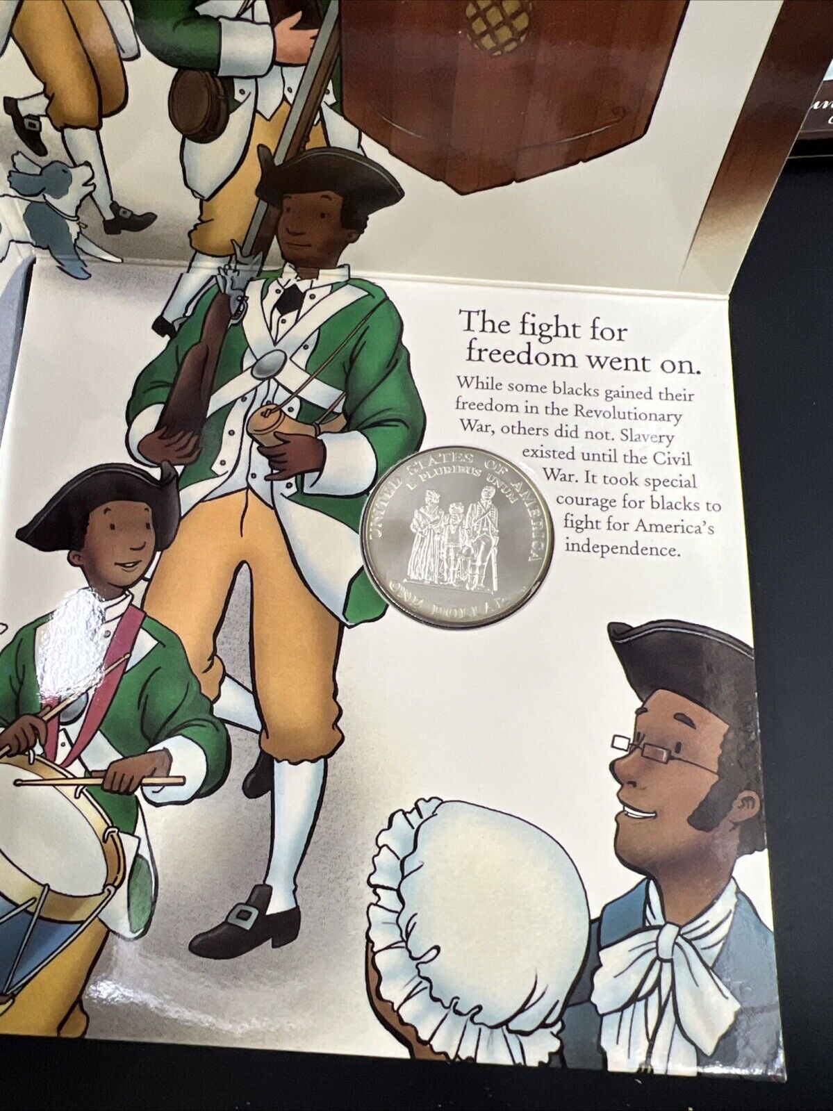 1998 S Black Revolutionary War Patriot Young Collectors Commem Silver Dollar OGP