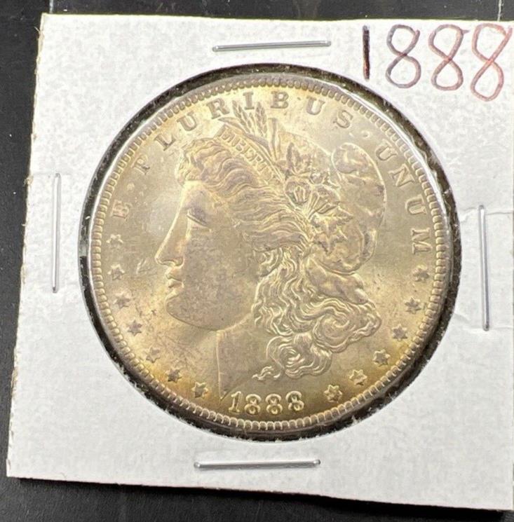 1888 P $1 Morgan Silver Dollar Coin BU UNC Nice Toning Toner