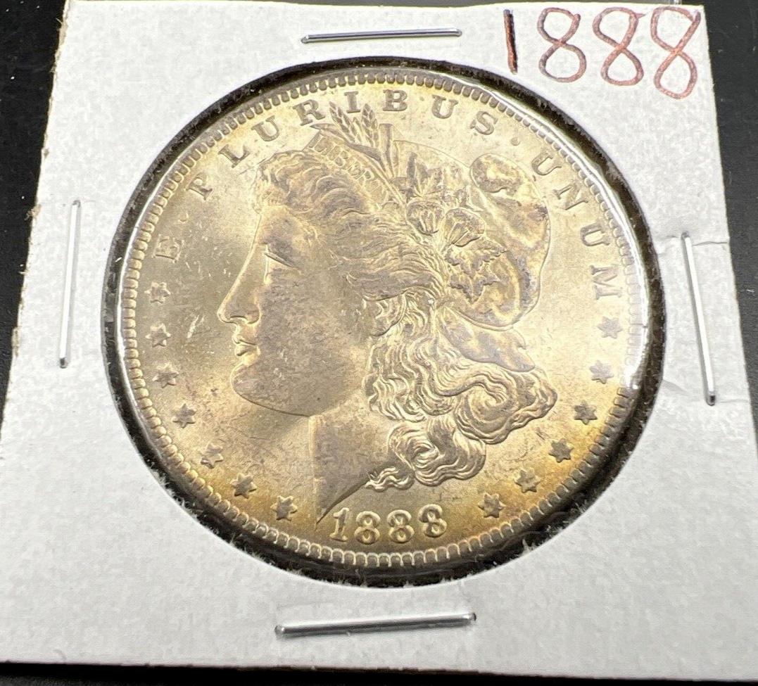 1888 P $1 Morgan Silver Dollar Coin BU UNC Nice Toning Toner