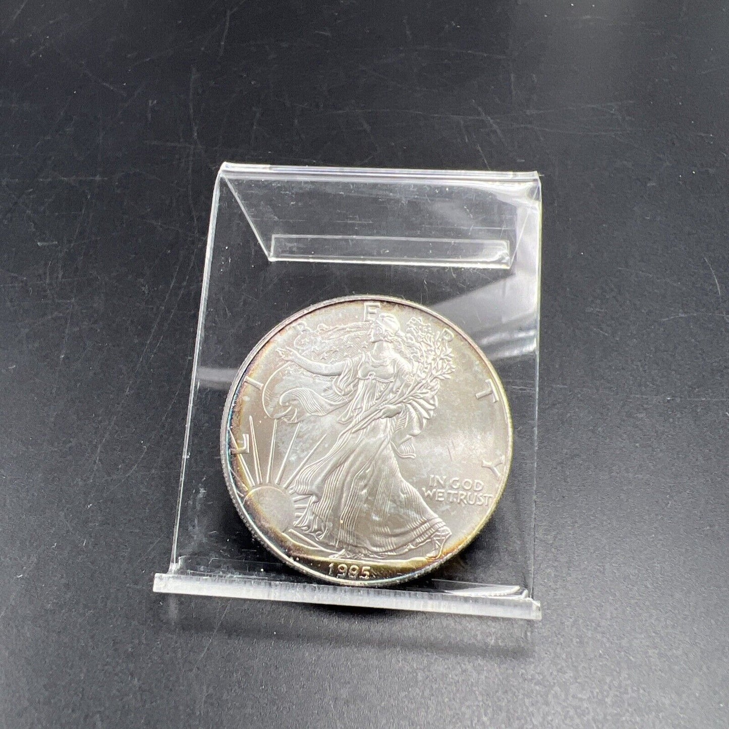 1995 1 Oz ASE American Silver Eagle Coin Gem BU UNC Neat Toning Toner
