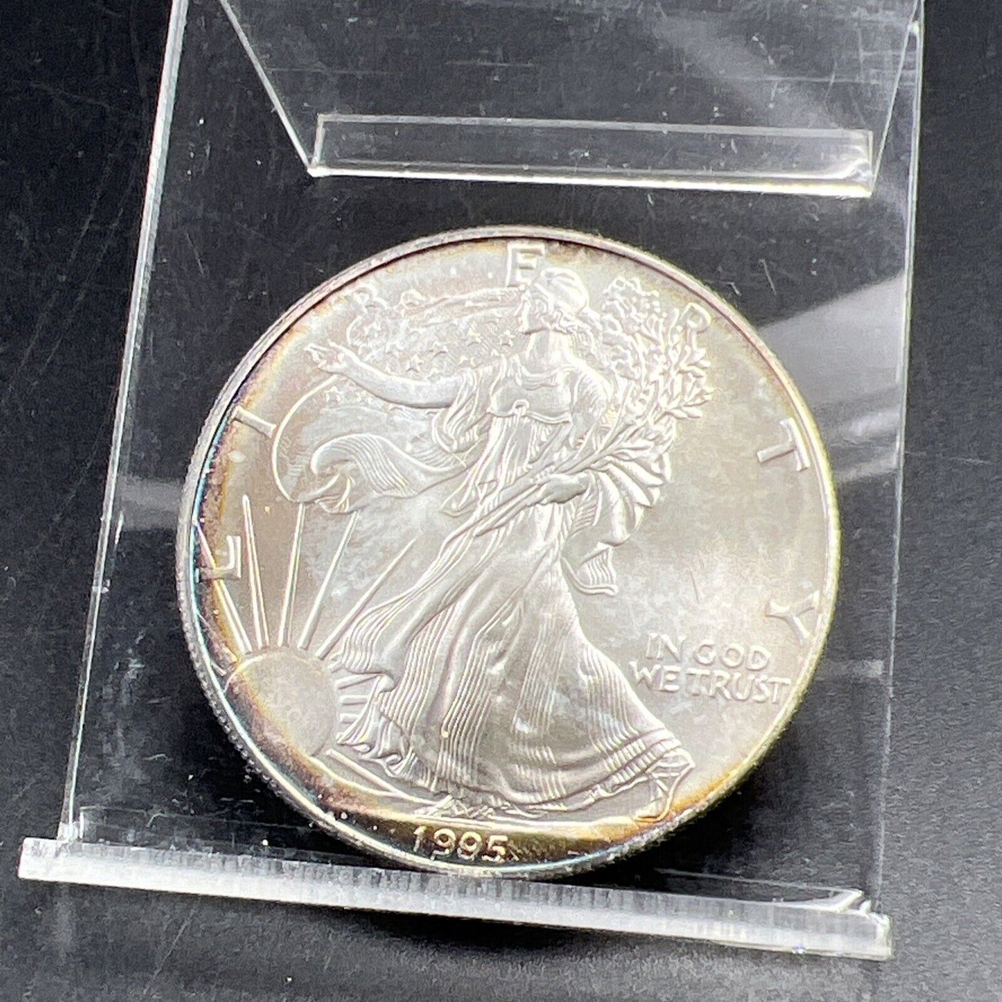 1995 1 Oz ASE American Silver Eagle Coin Gem BU UNC Neat Toning Toner
