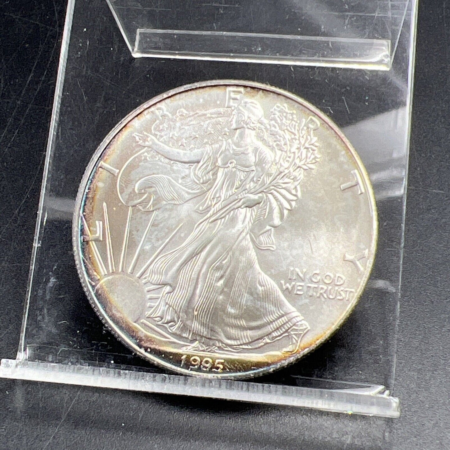 1995 1 Oz ASE American Silver Eagle Coin Gem BU UNC Neat Toning Toner