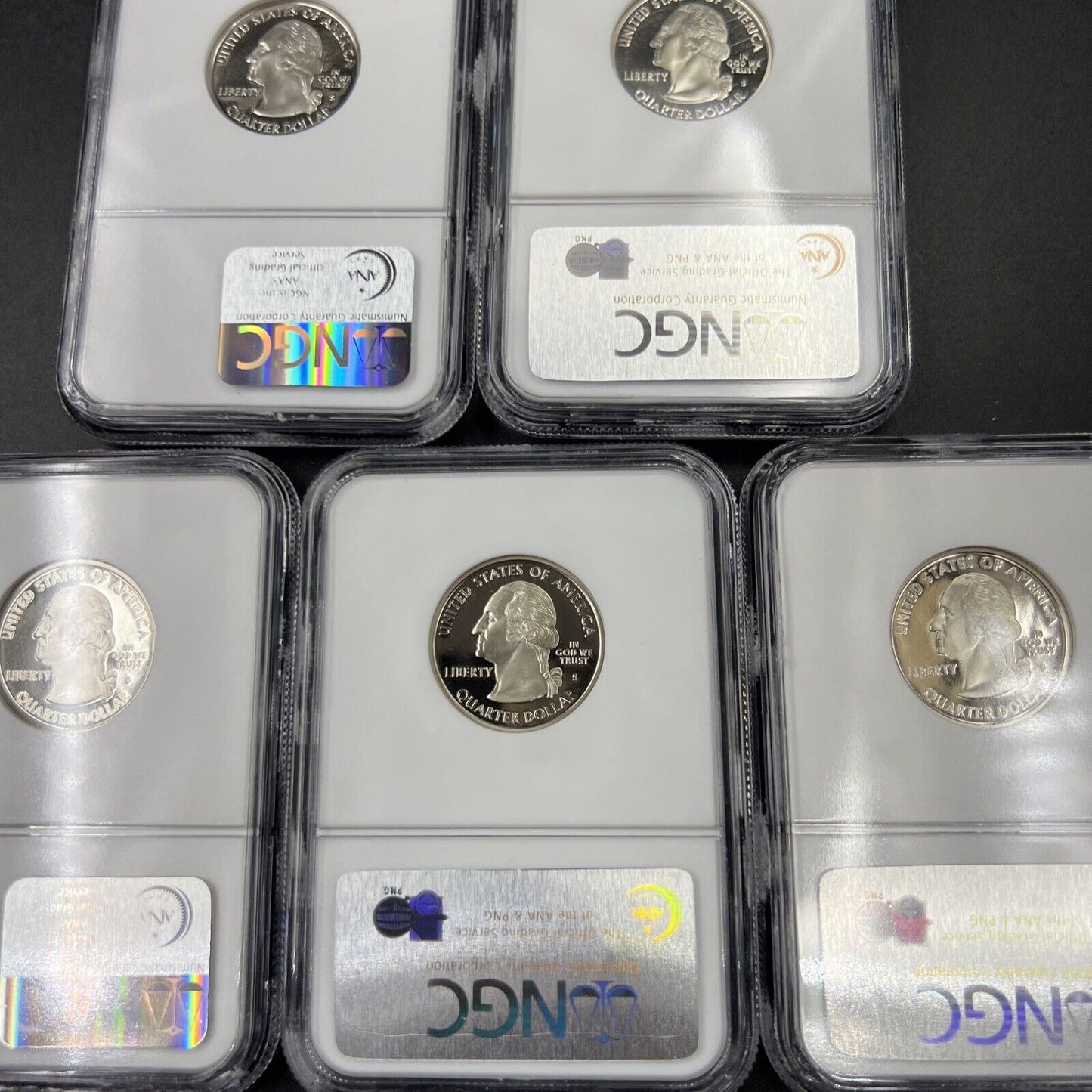 2004 S Complete 5 Coin Clad Proof Quarter Set NGC Graded PF69 UCAM Brown Label