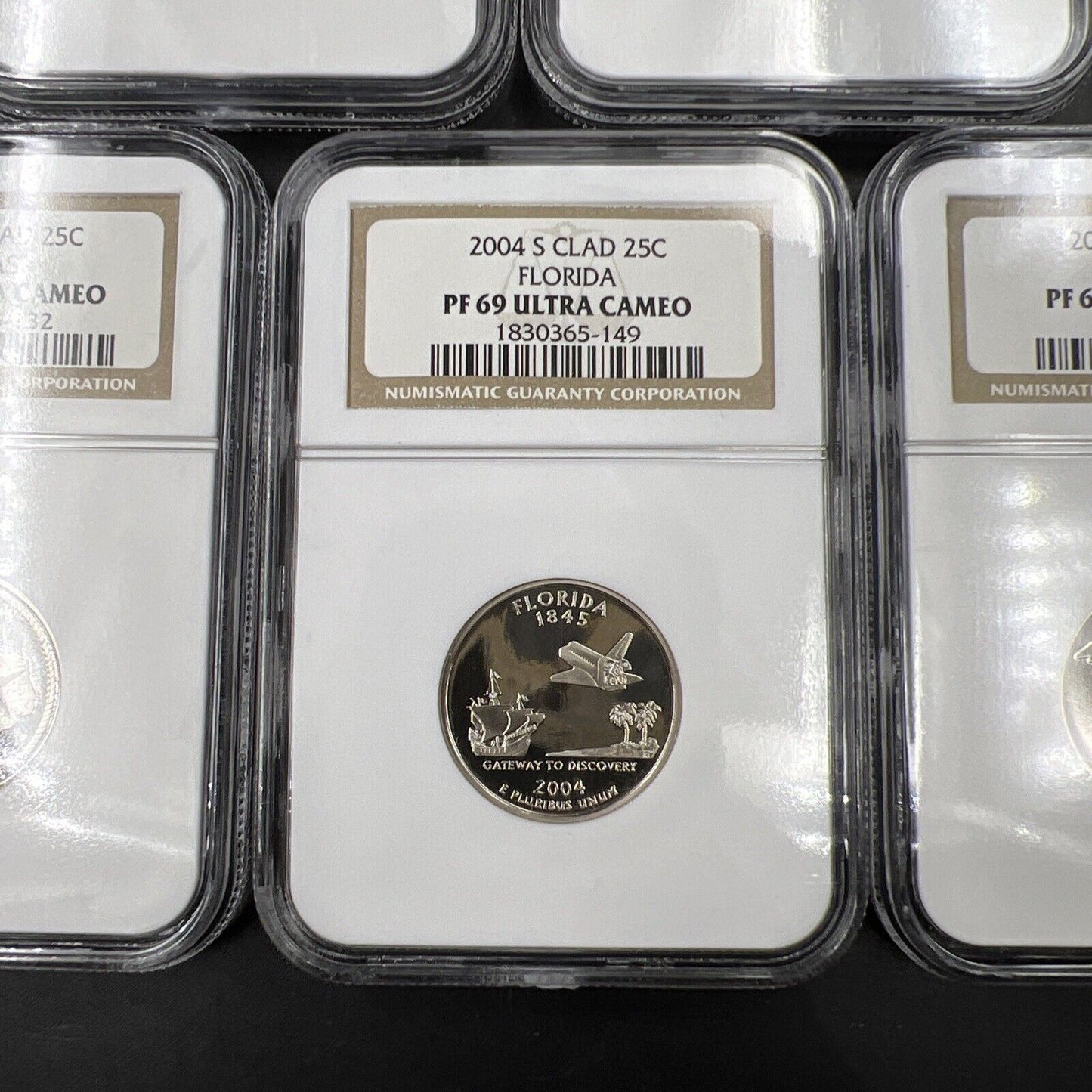 2004 S Complete 5 Coin Clad Proof Quarter Set NGC Graded PF69 UCAM Brown Label