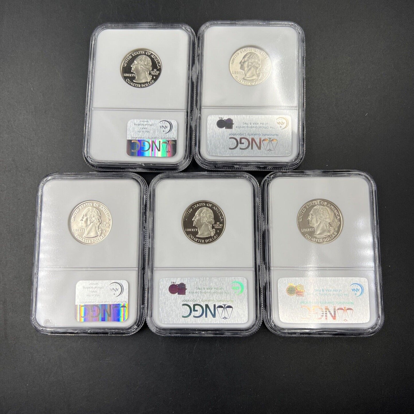 2004 S Complete 5 Coin Clad Proof Quarter Set NGC Graded PF69 UCAM Brown Label