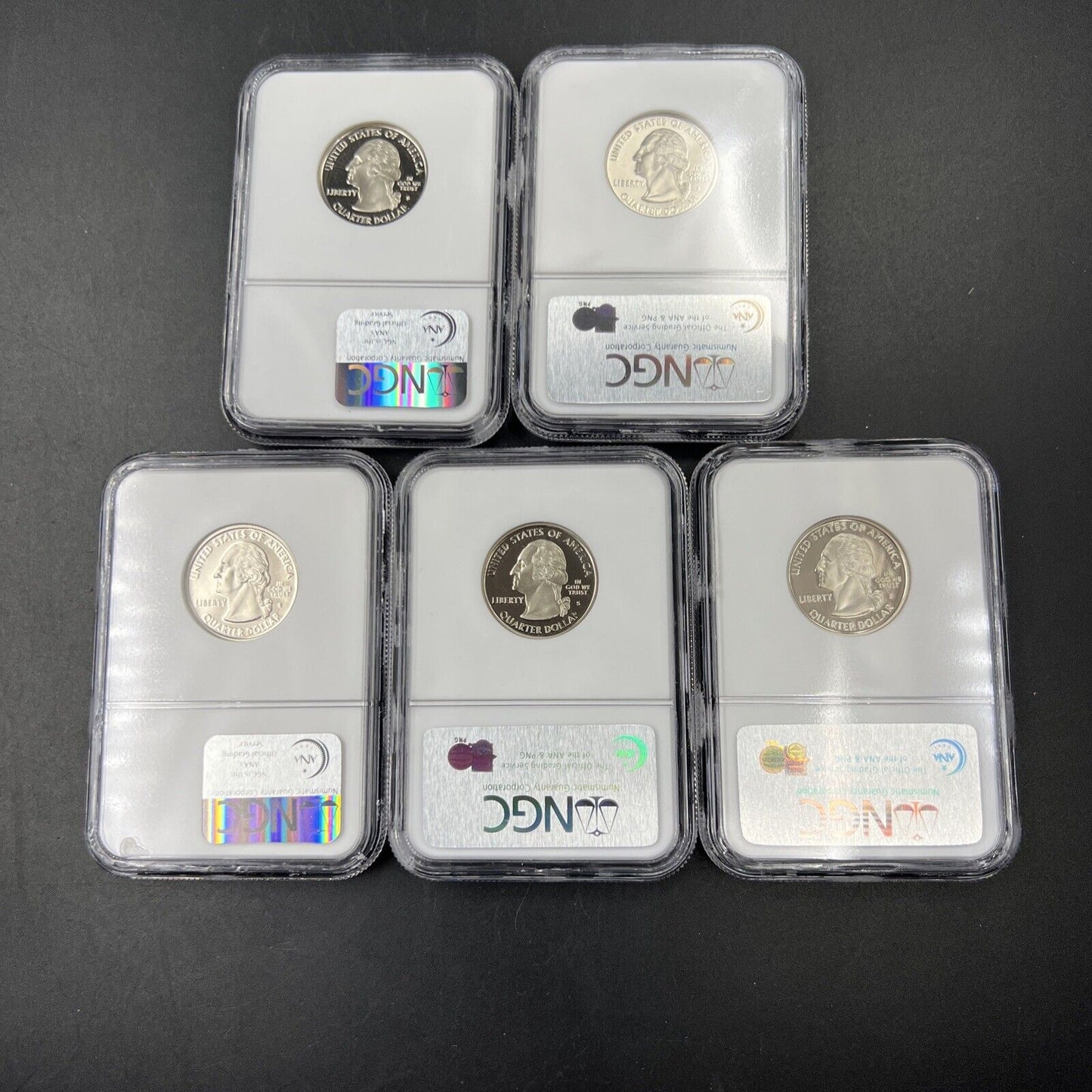 2004 S Complete 5 Coin Clad Proof Quarter Set NGC Graded PF69 UCAM Brown Label