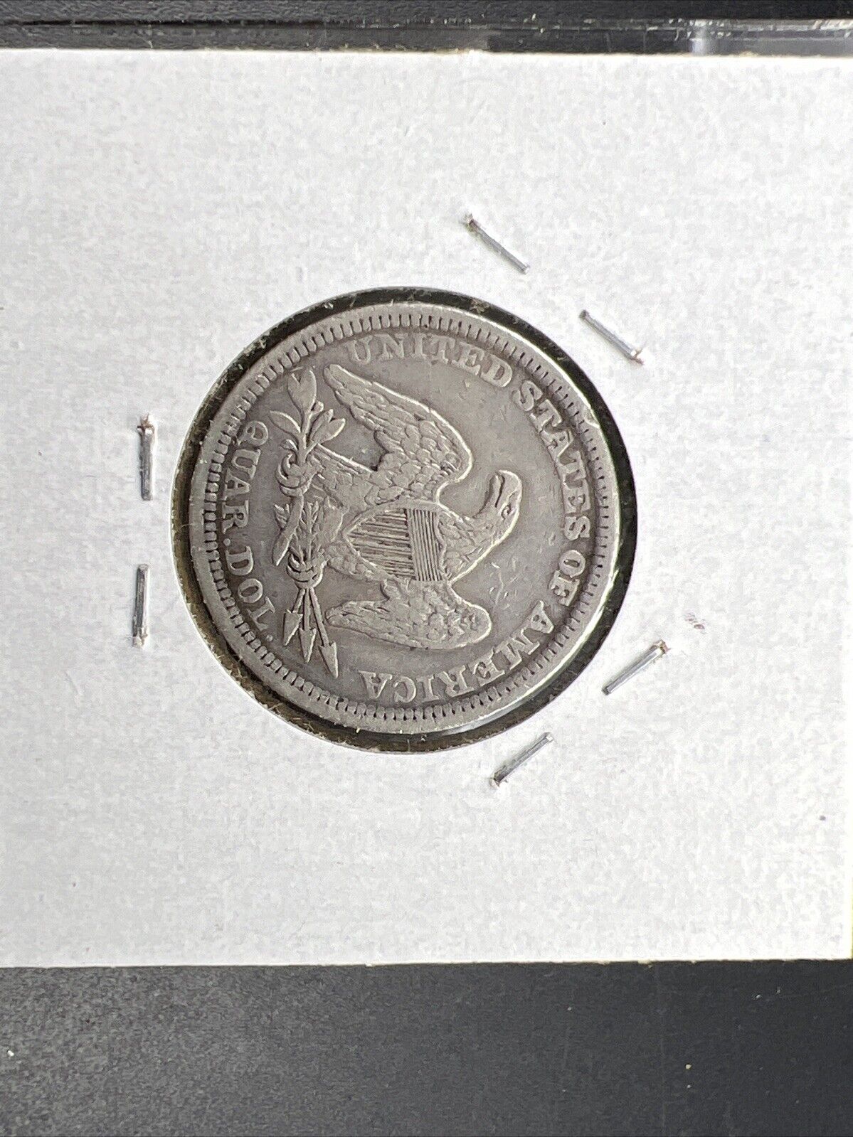 1857 25c Liberty Seated Quarter Silver Coin Fine Details Graffiti