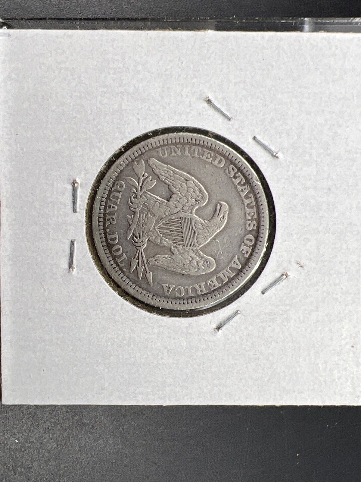 1857 25c Liberty Seated Quarter Silver Coin Fine Details Graffiti