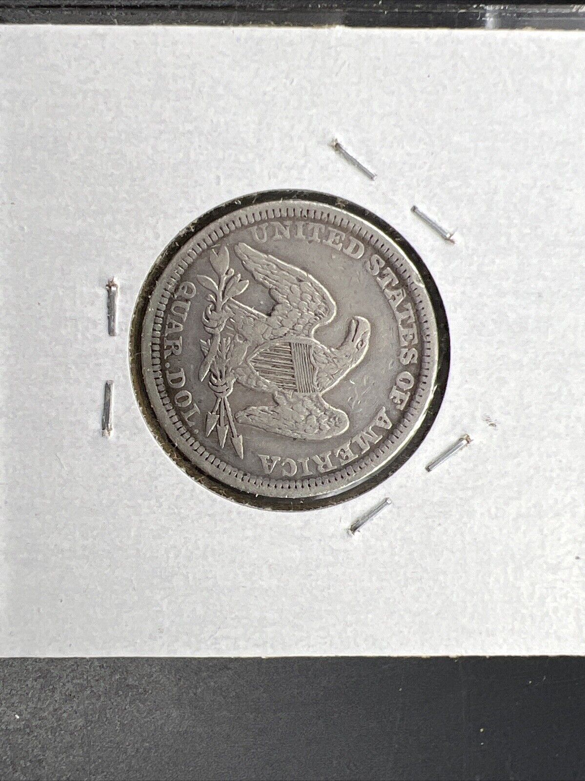 1857 25c Liberty Seated Quarter Silver Coin Fine Details Graffiti