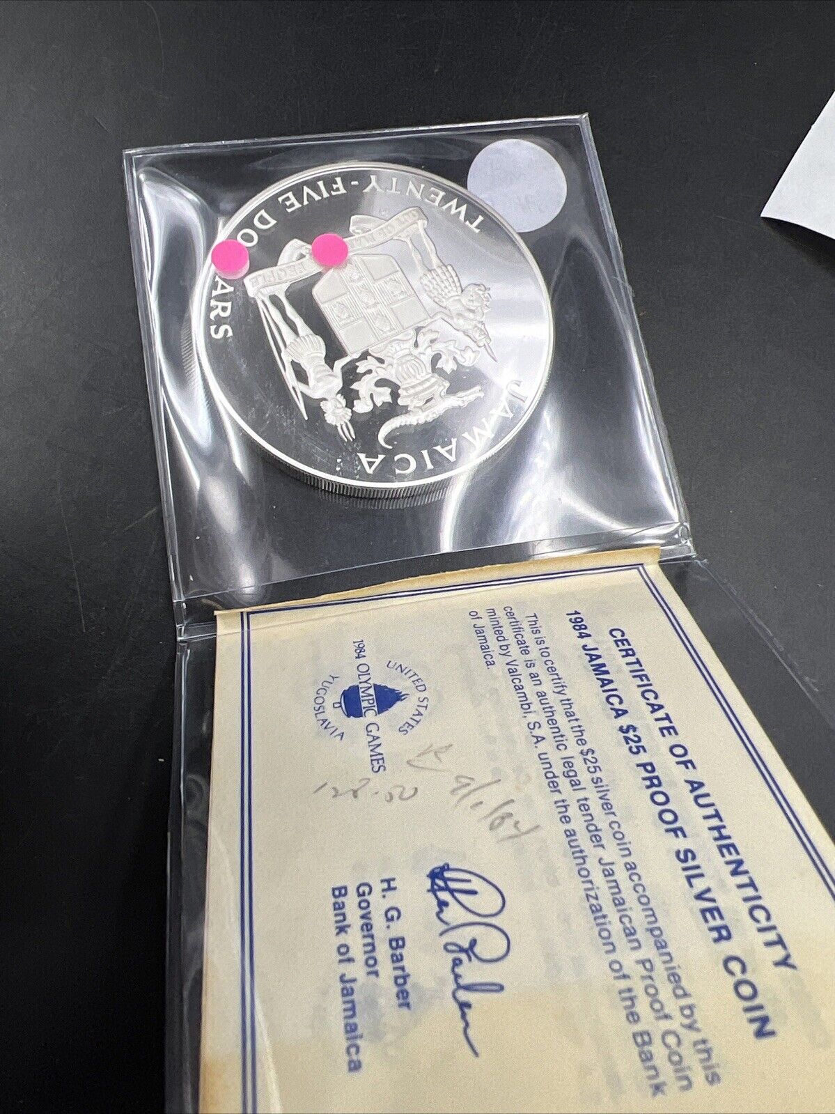 1984 JAMAICA Los Angeles OLYMPICS Proof Silver 25 Dollars ASW 4.0469 oz 136g #B