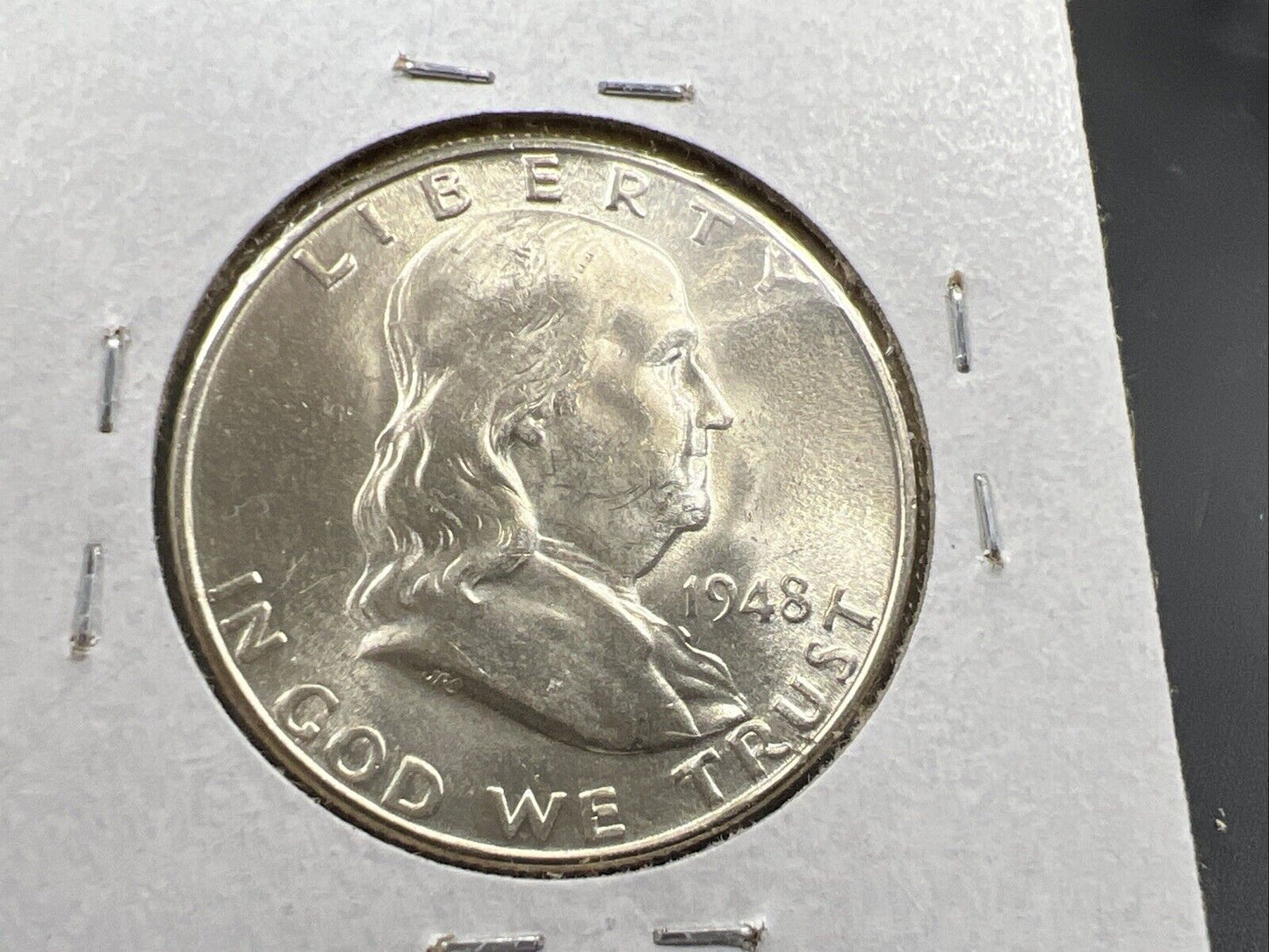 1948 D Franklin Silver Half Dollar Coin BU FBL UNC FS-801 DDR Double Die Reverse