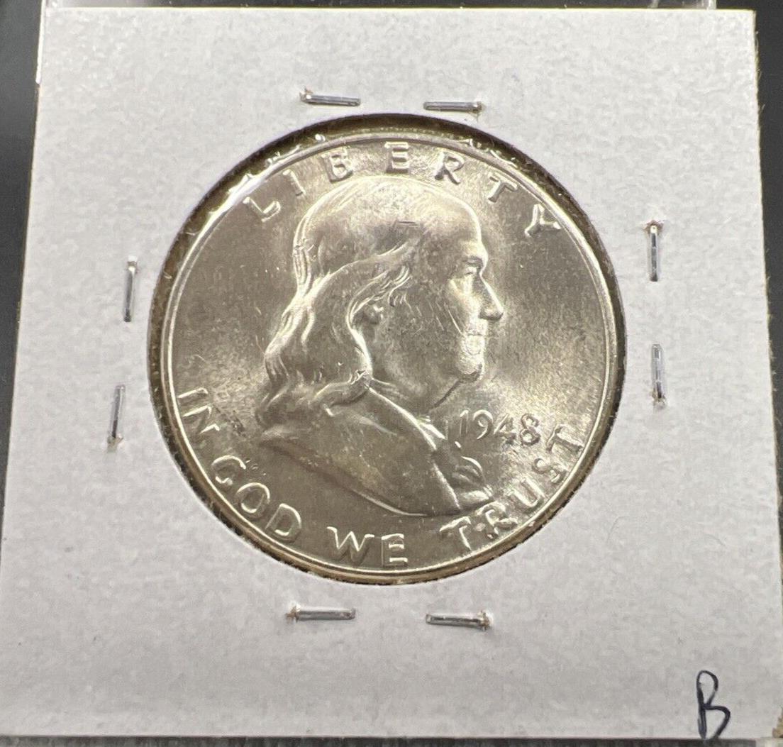 1948 D Franklin Half Dollar Coin Choice BU FBL UNC FS-801 DDR Double Die Reverse