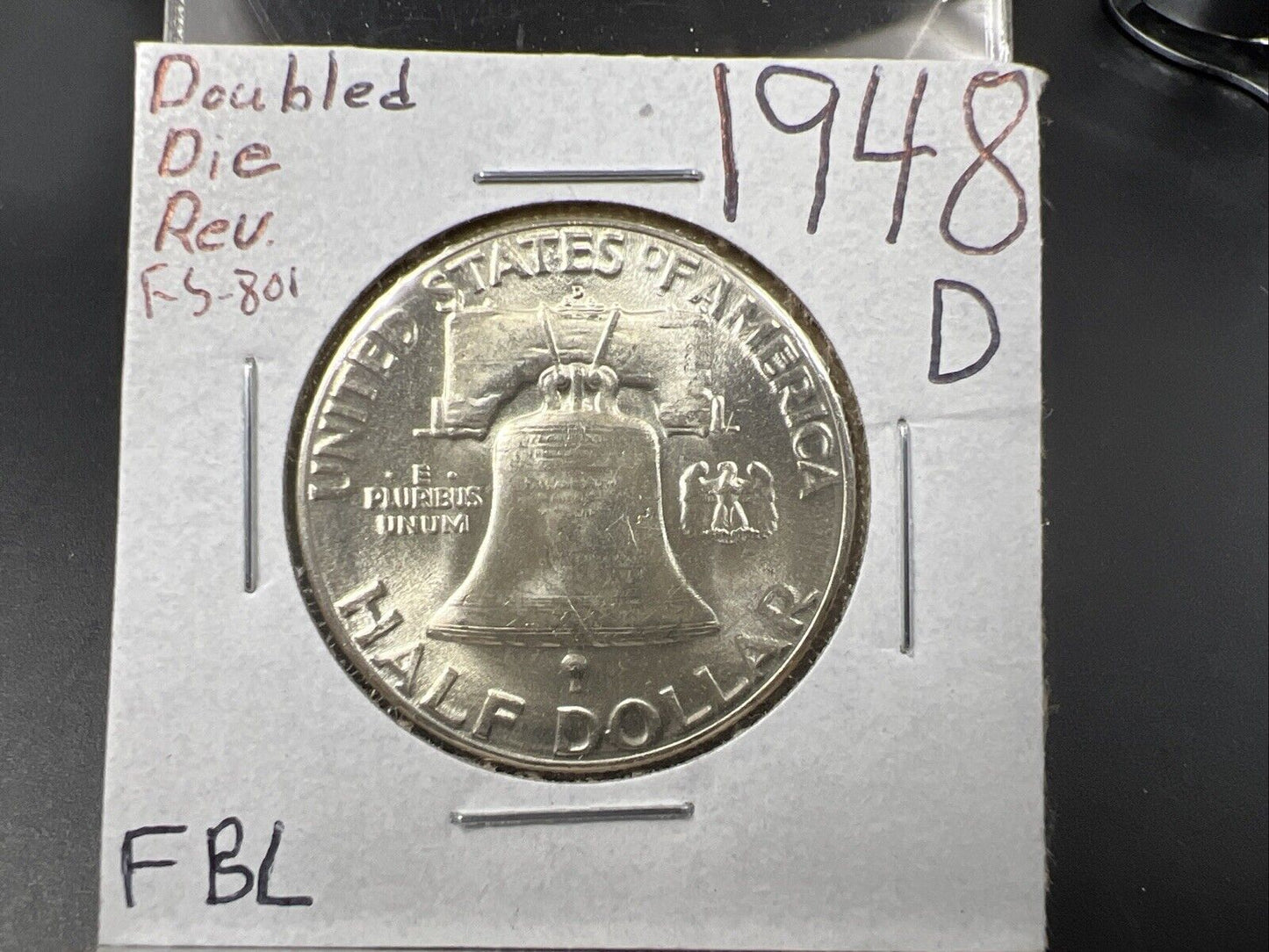 1948 D Franklin Half Dollar Coin Choice BU FBL UNC FS-801 DDR Double Die Reverse